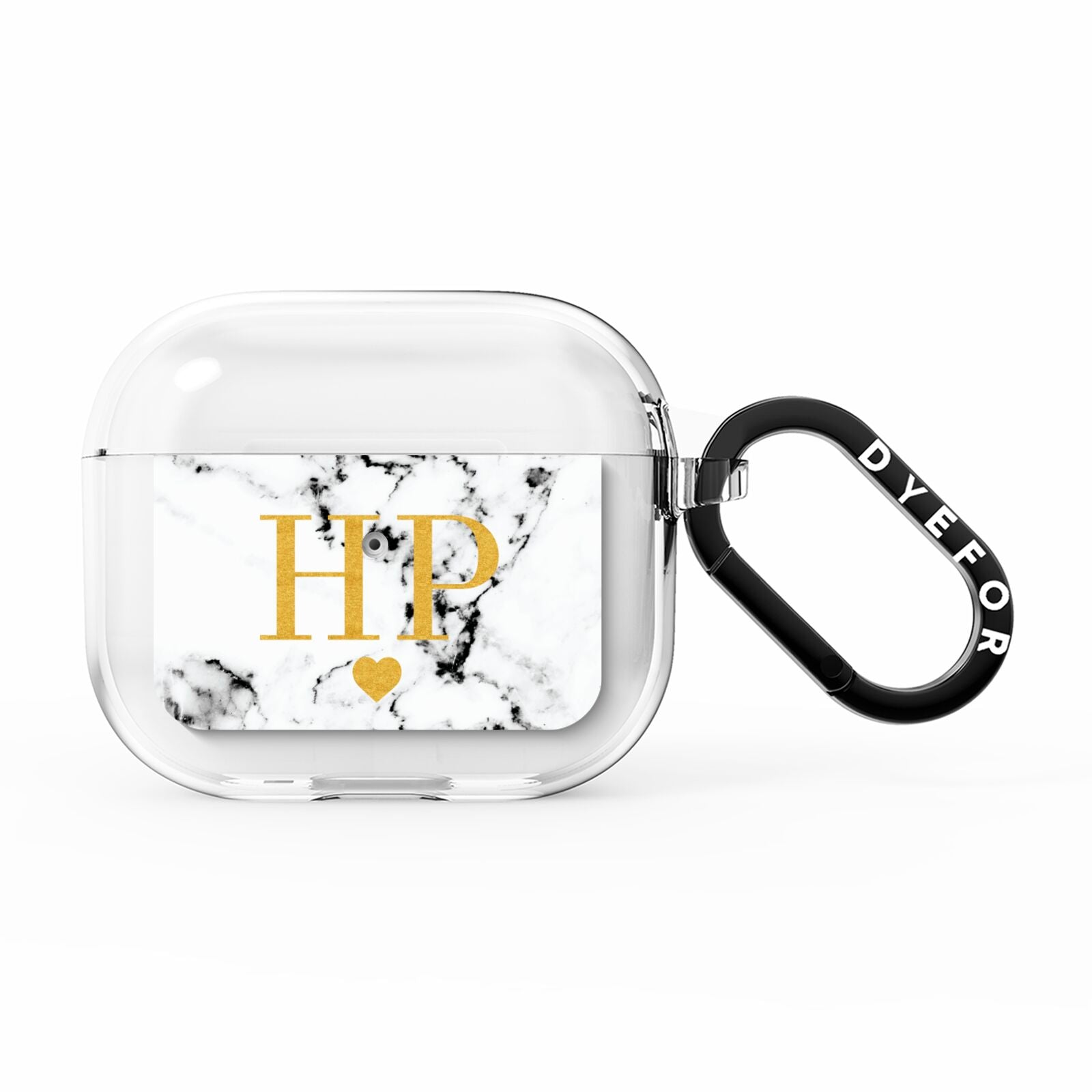 Black White Marble Gold Monogram AirPods Clear Case 3rd Gen