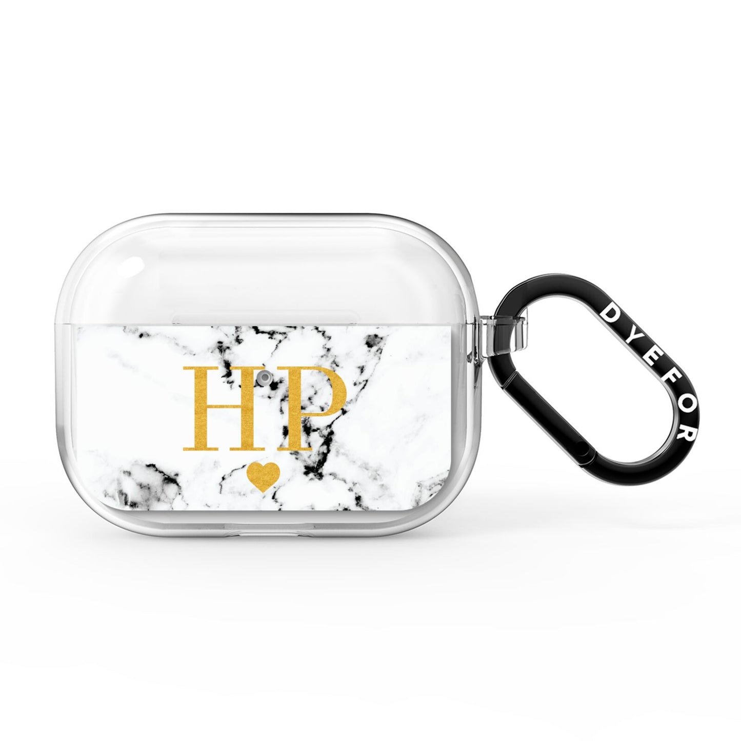 Black White Marble Gold Monogram AirPods Pro Clear Case