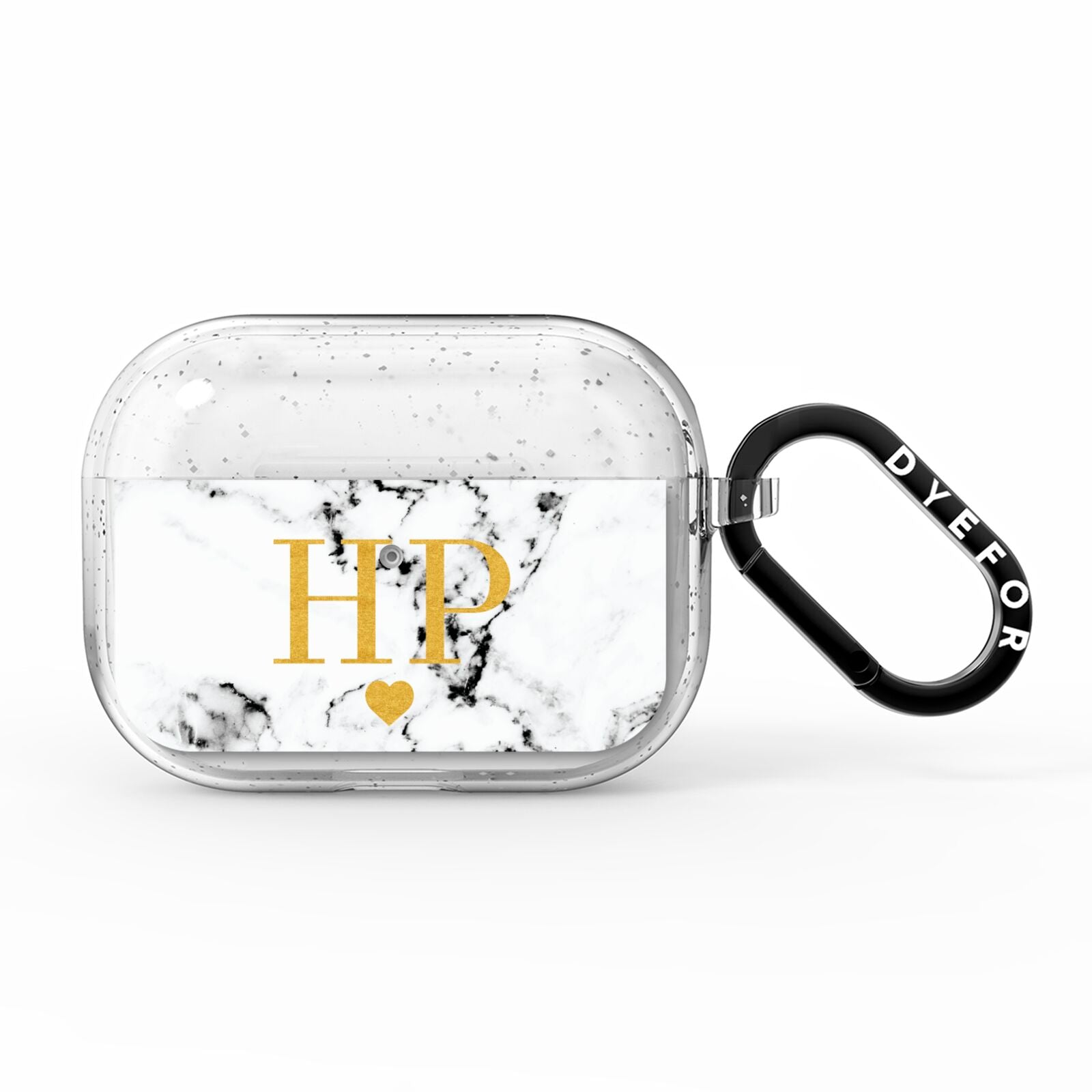 Black White Marble Gold Monogram AirPods Pro Glitter Case