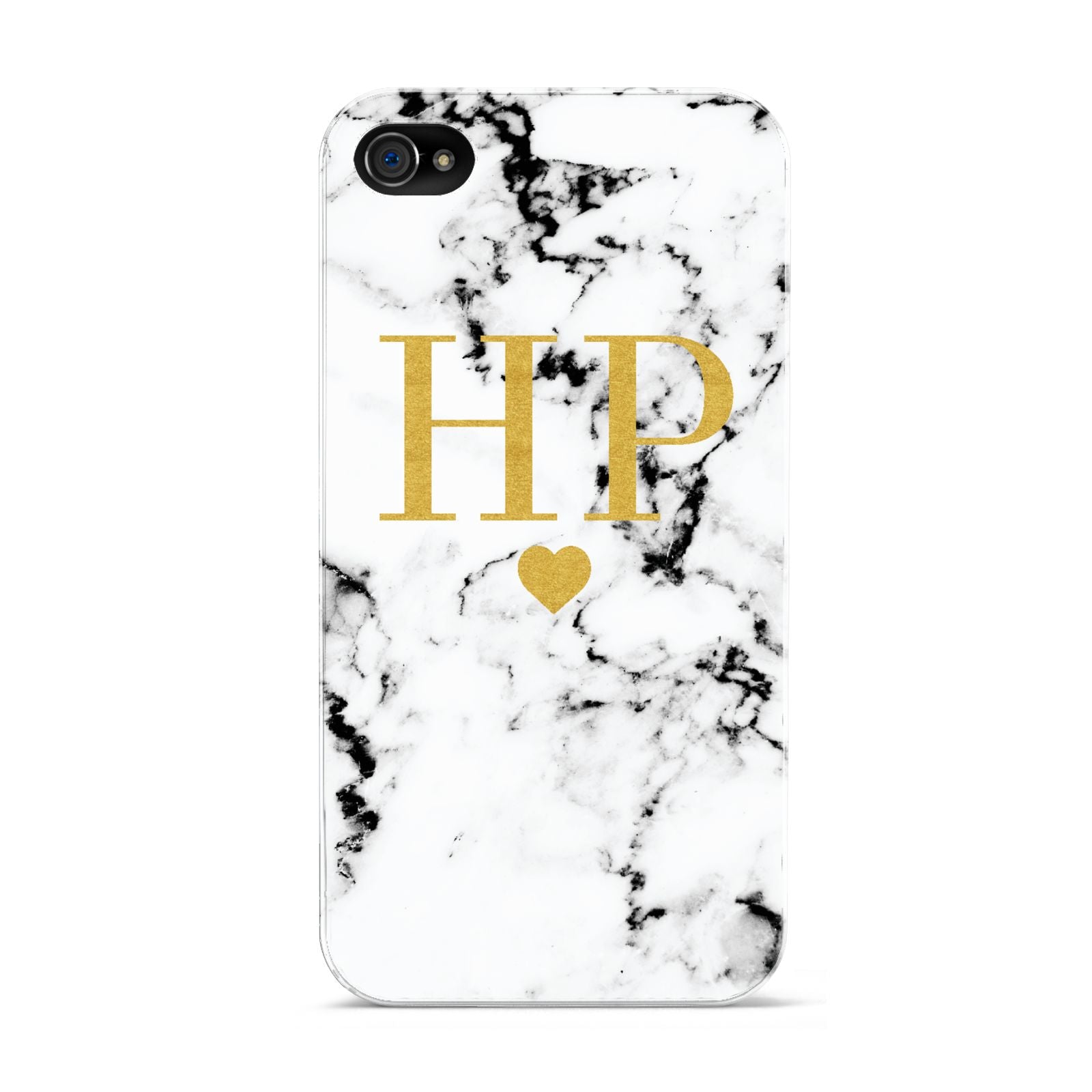 Black White Marble Gold Monogram Apple iPhone 4s Case