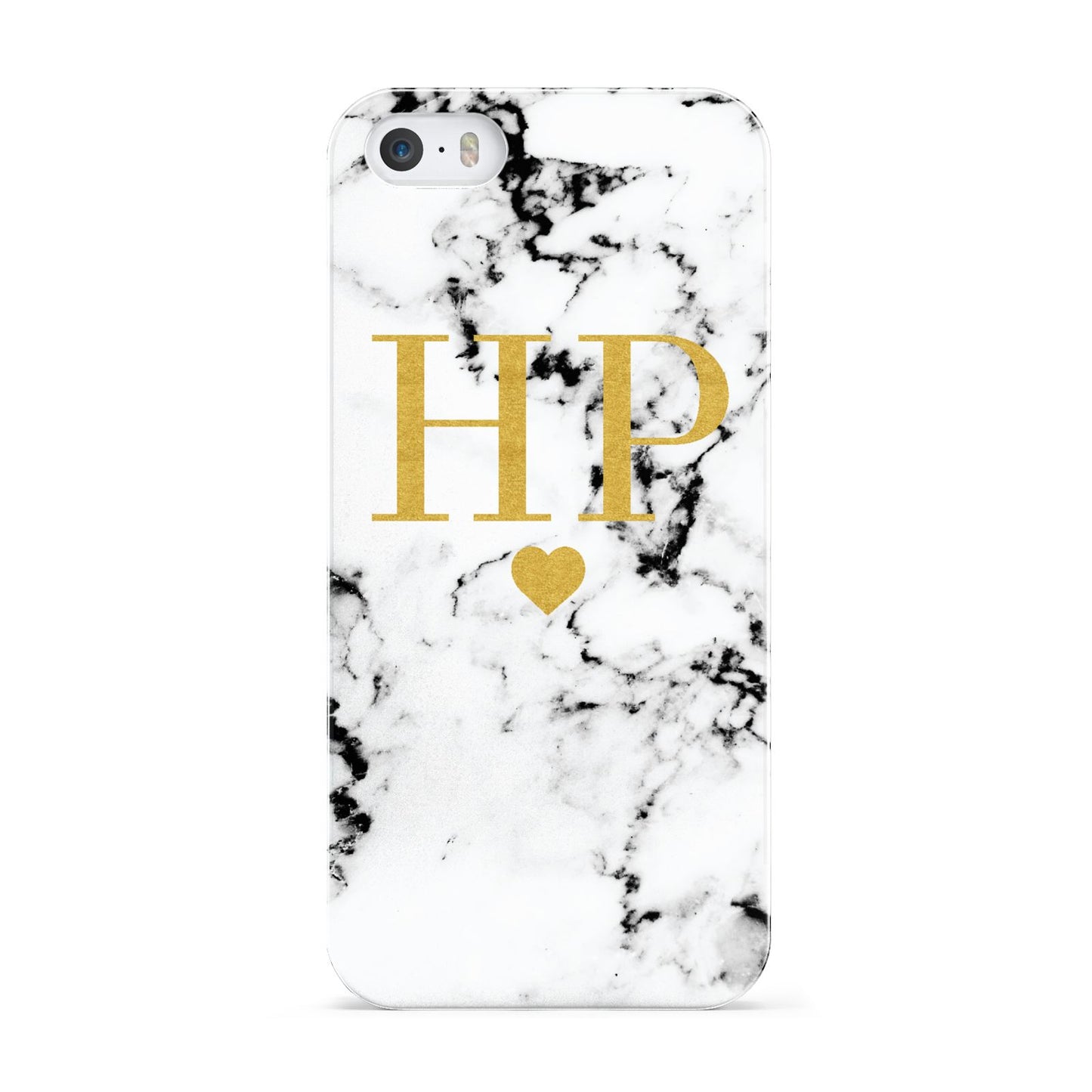 Black White Marble Gold Monogram Apple iPhone 5 Case