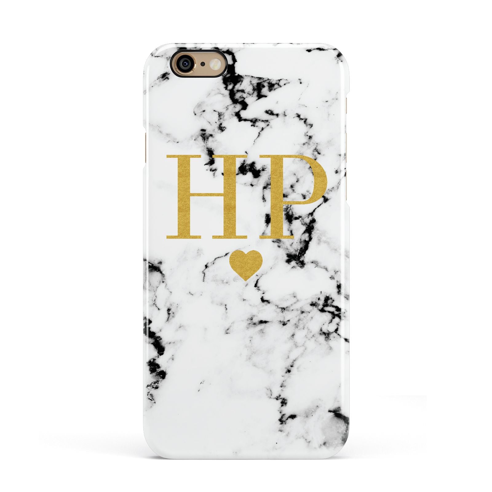 Black White Marble Gold Monogram Apple iPhone 6 3D Snap Case