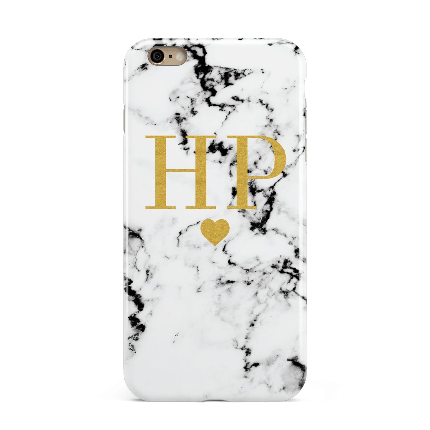 Black White Marble Gold Monogram Apple iPhone 6 Plus 3D Tough Case