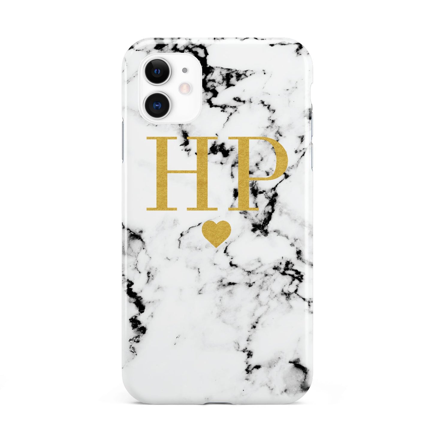 Black White Marble Gold Monogram iPhone 11 3D Tough Case