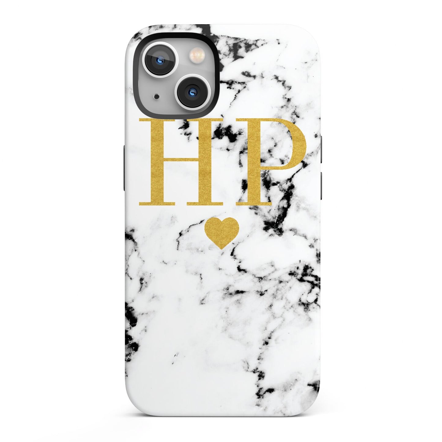 Black White Marble Gold Monogram iPhone 13 Full Wrap 3D Tough Case