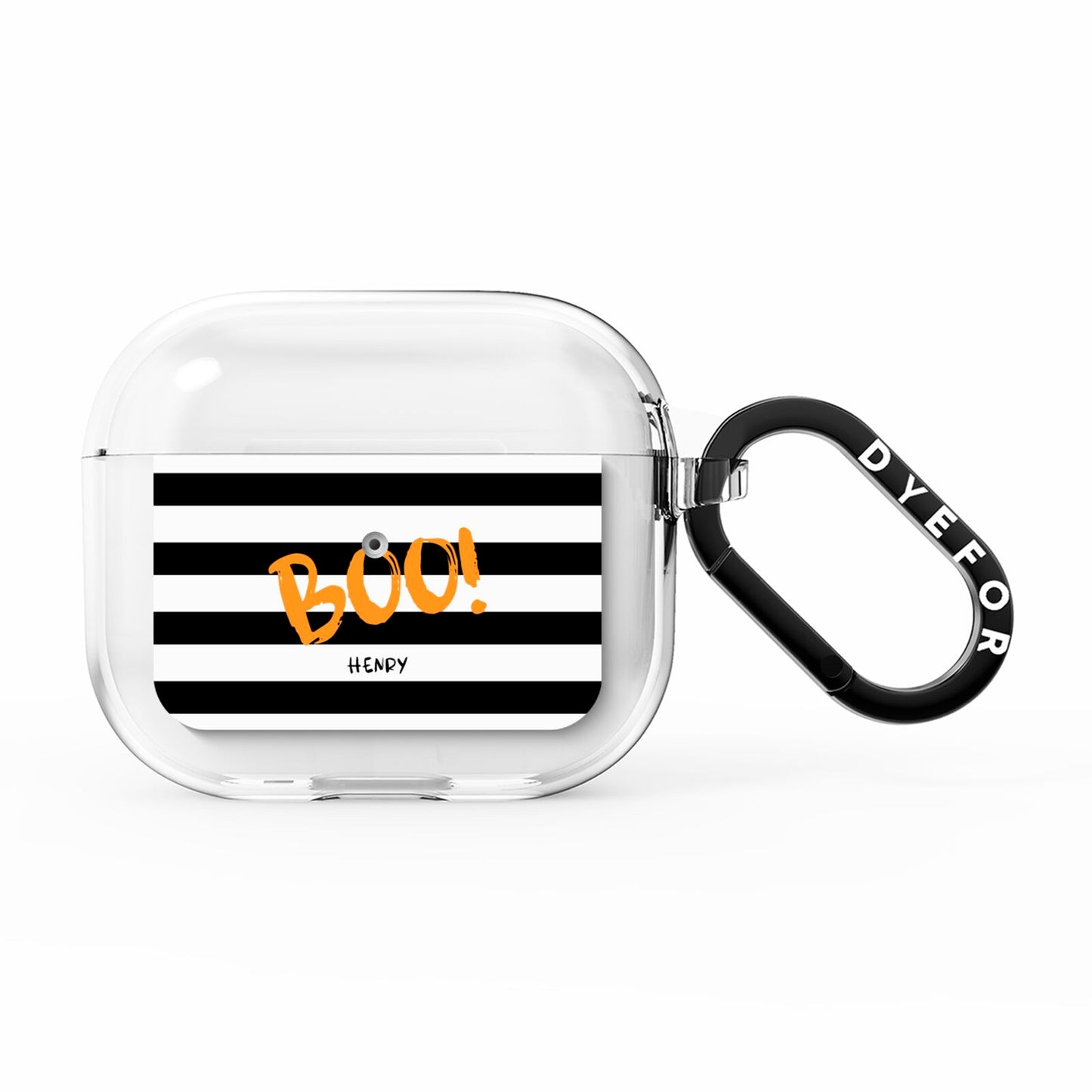 Black White Striped Boo AirPods Clear Case 3rd Gen