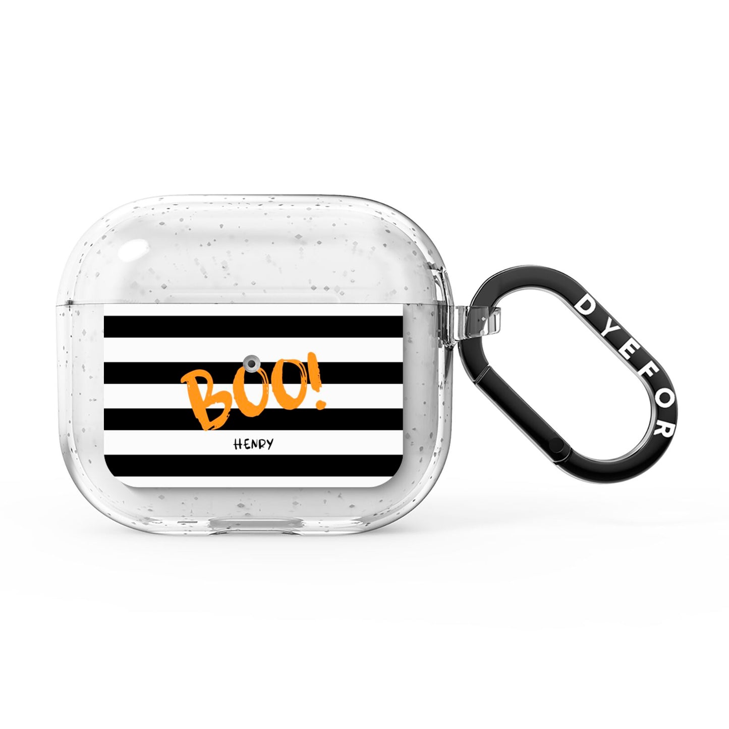 Black White Striped Boo AirPods Glitter Case 3rd Gen