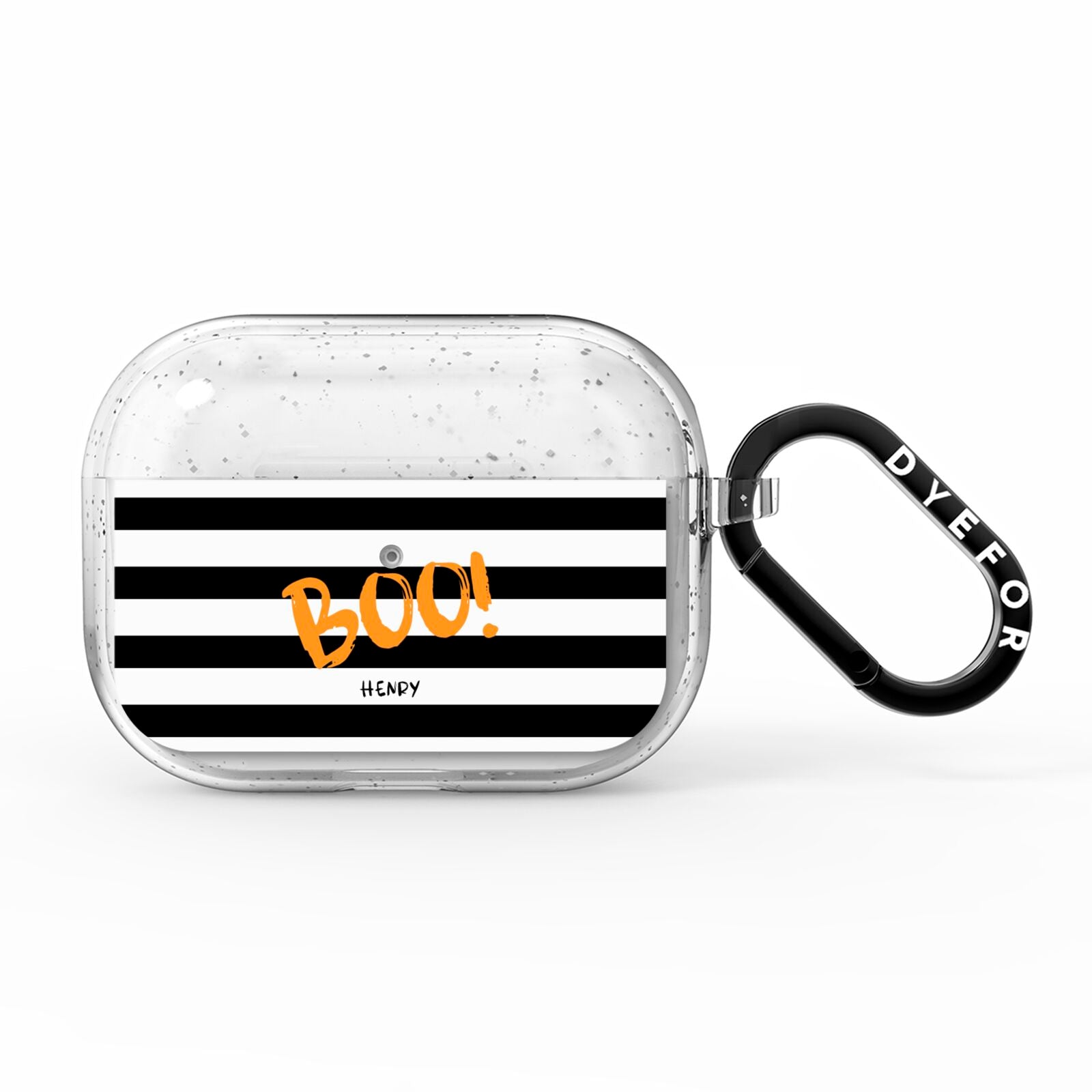 Black White Striped Boo AirPods Pro Glitter Case