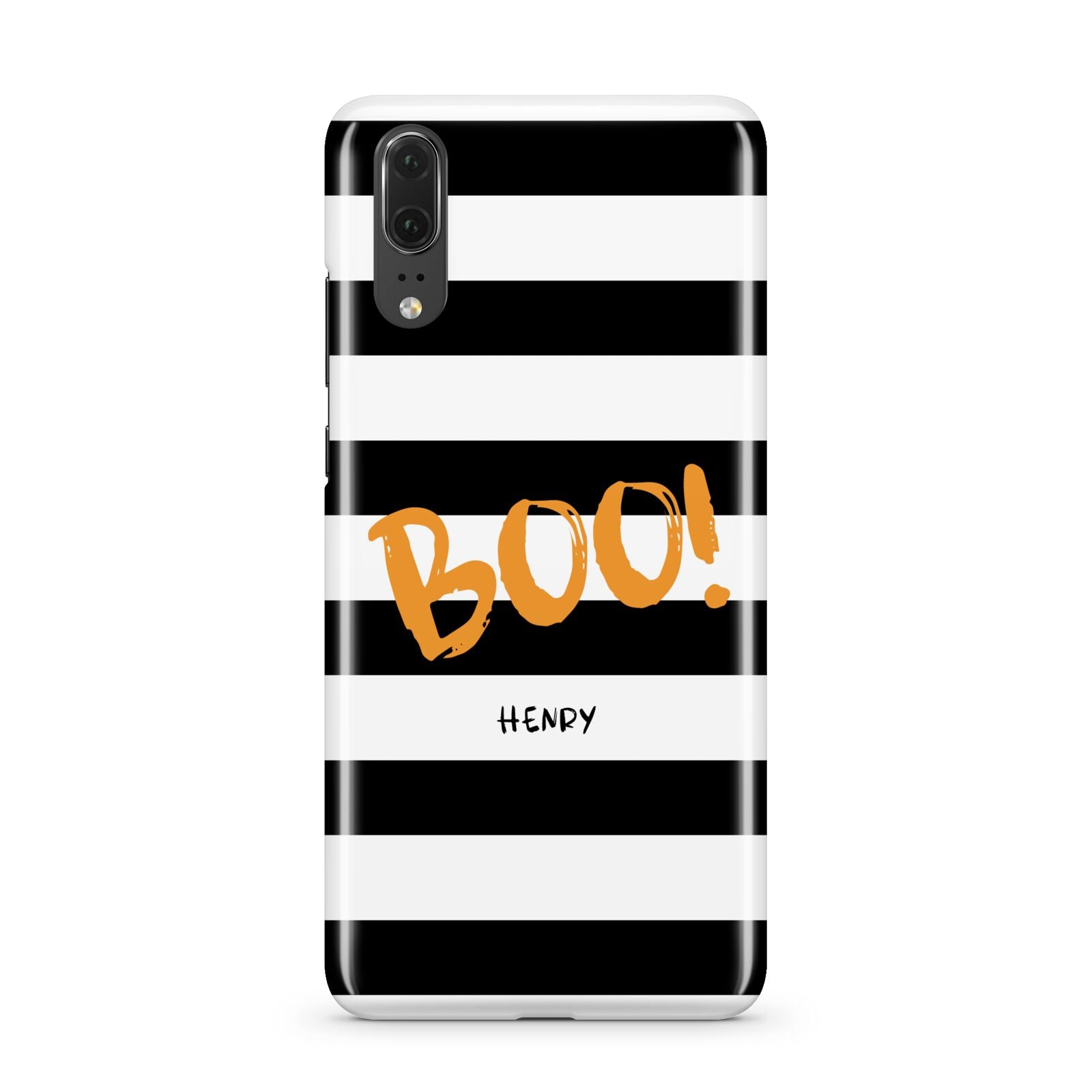 Black White Striped Boo Huawei P20 Phone Case