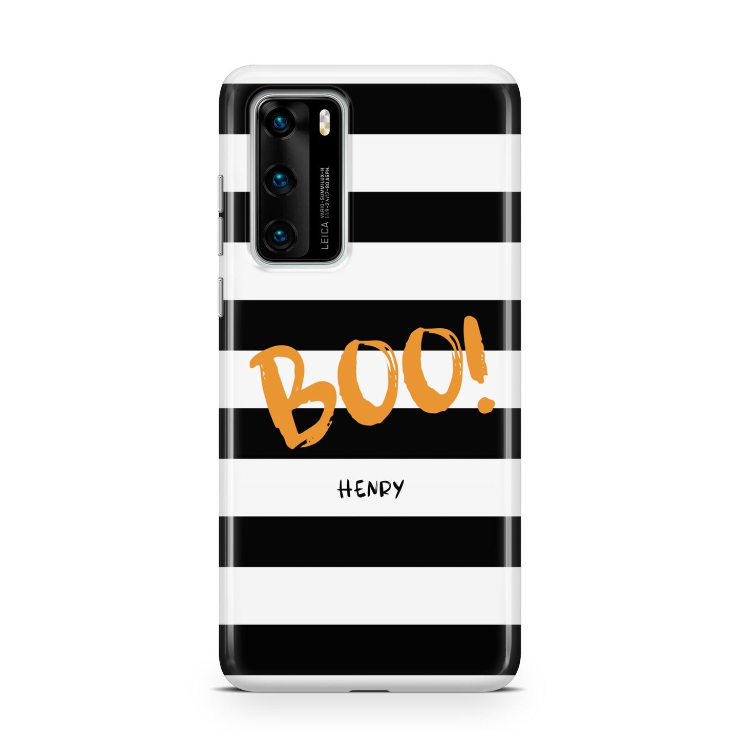 Black White Striped Boo Huawei P40 Phone Case