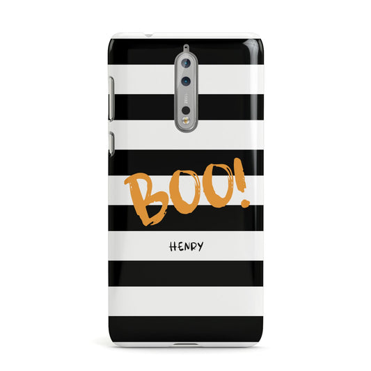 Black White Striped Boo Nokia Case