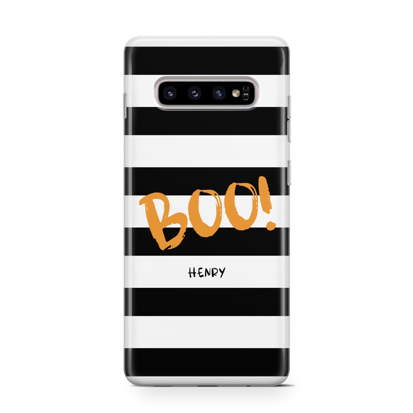 Black White Striped Boo Protective Samsung Galaxy Case