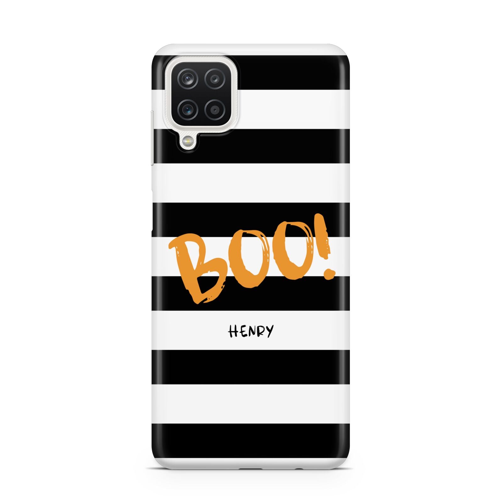 Black White Striped Boo Samsung A12 Case