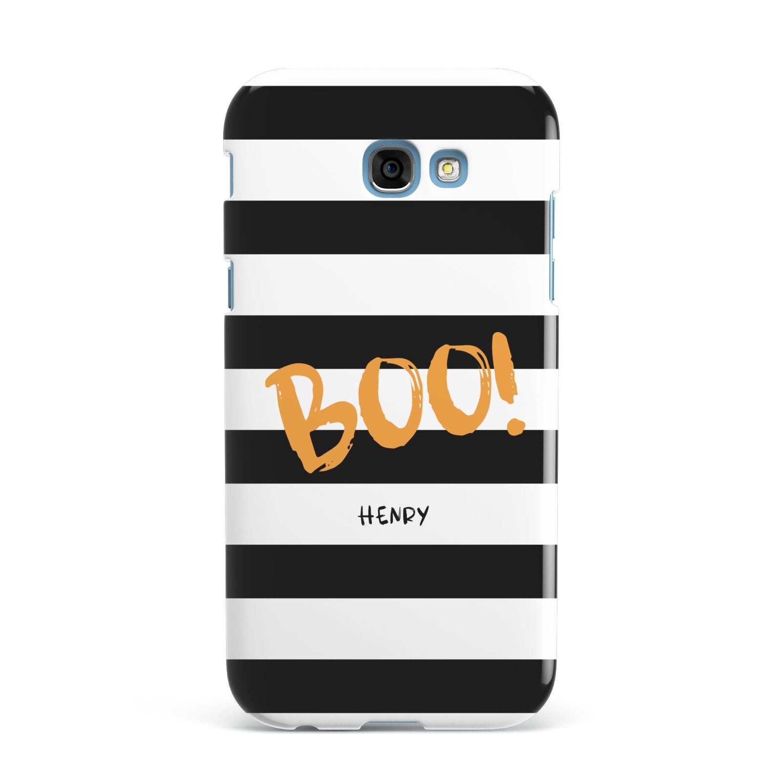 Black White Striped Boo Samsung Galaxy A7 2017 Case