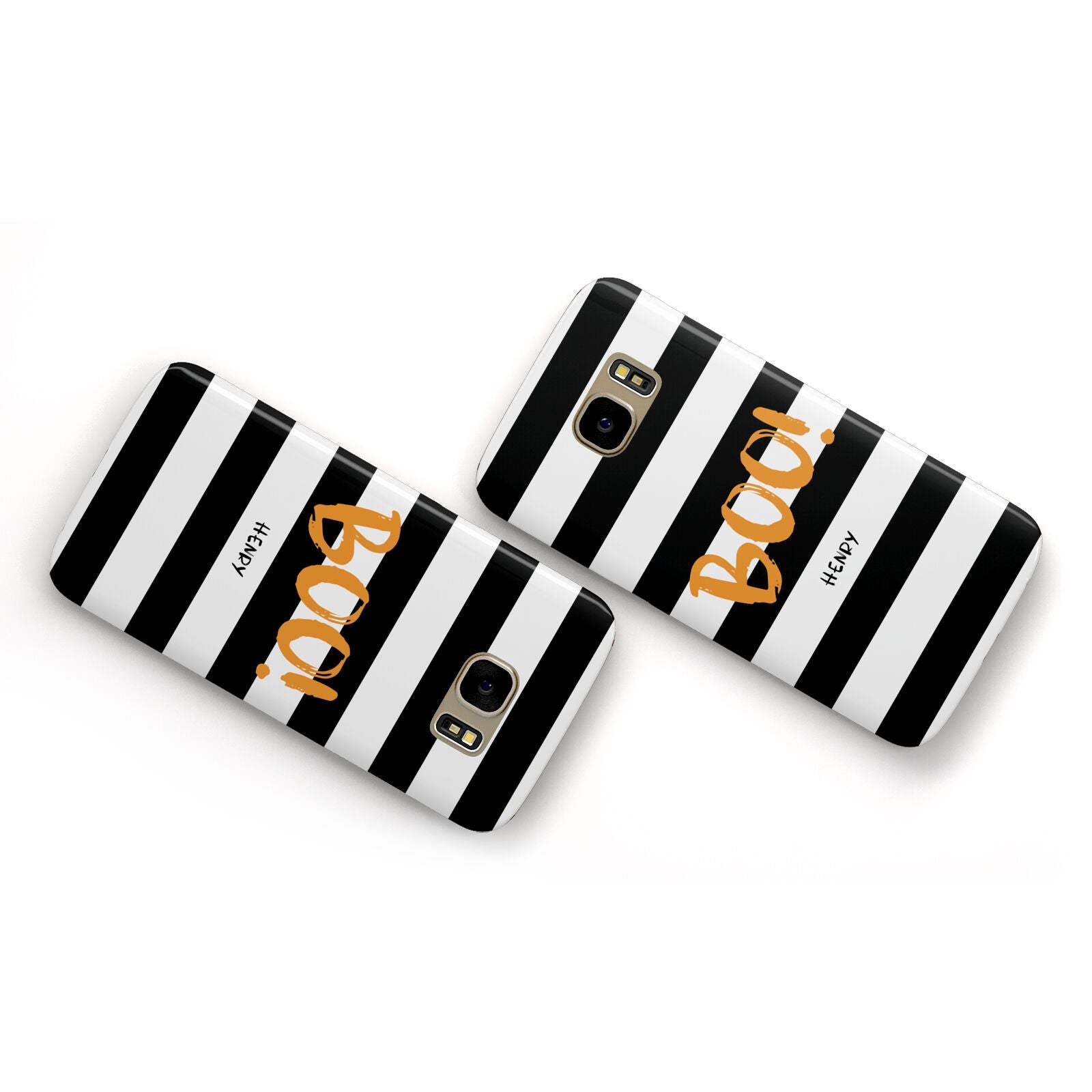 Black White Striped Boo Samsung Galaxy Case Flat Overview