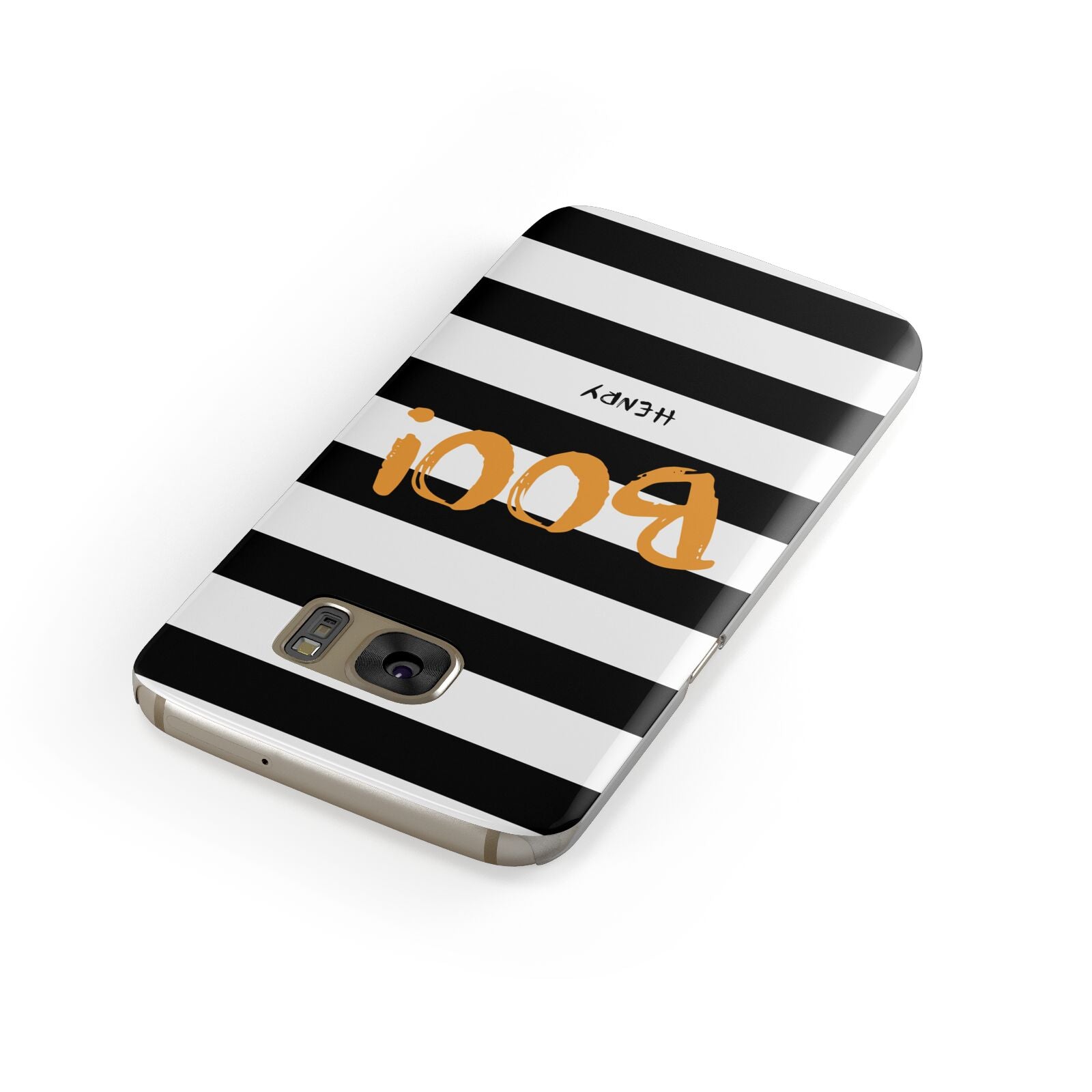 Black White Striped Boo Samsung Galaxy Case Front Close Up