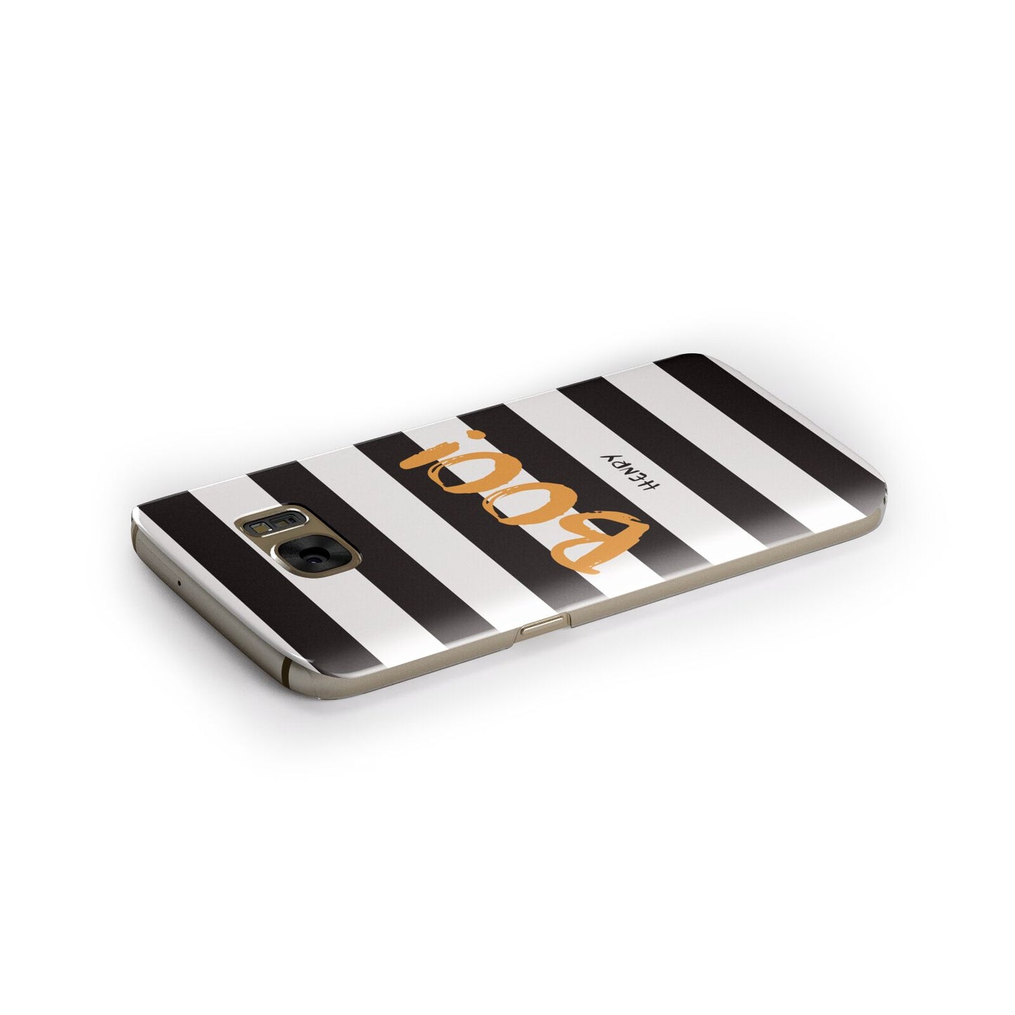 Black White Striped Boo Samsung Galaxy Case Side Close Up