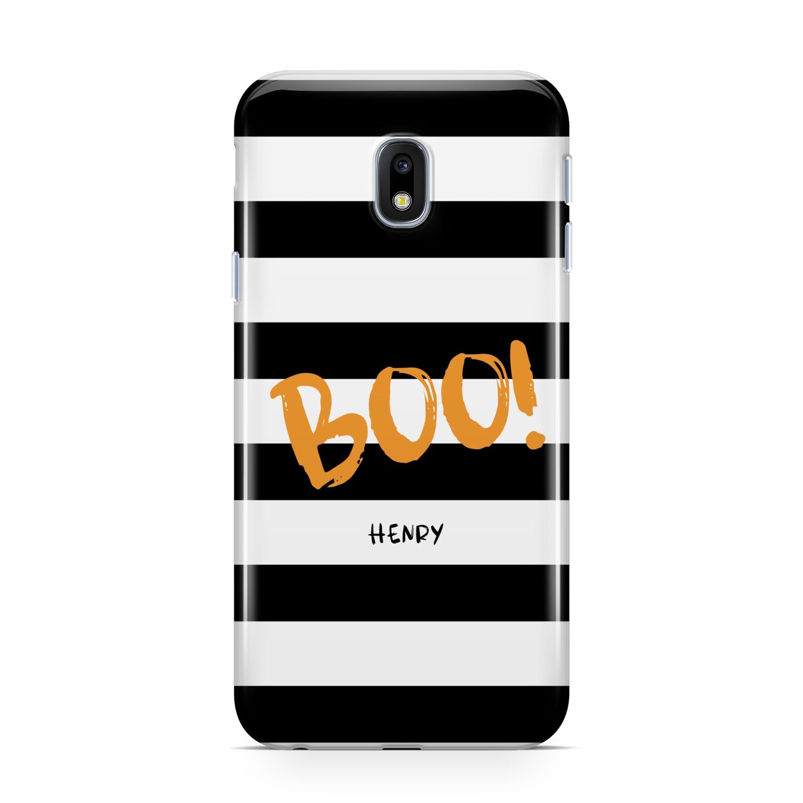 Black White Striped Boo Samsung Galaxy J3 2017 Case