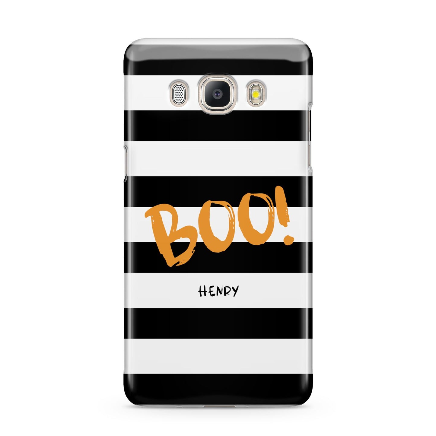 Black White Striped Boo Samsung Galaxy J5 2016 Case