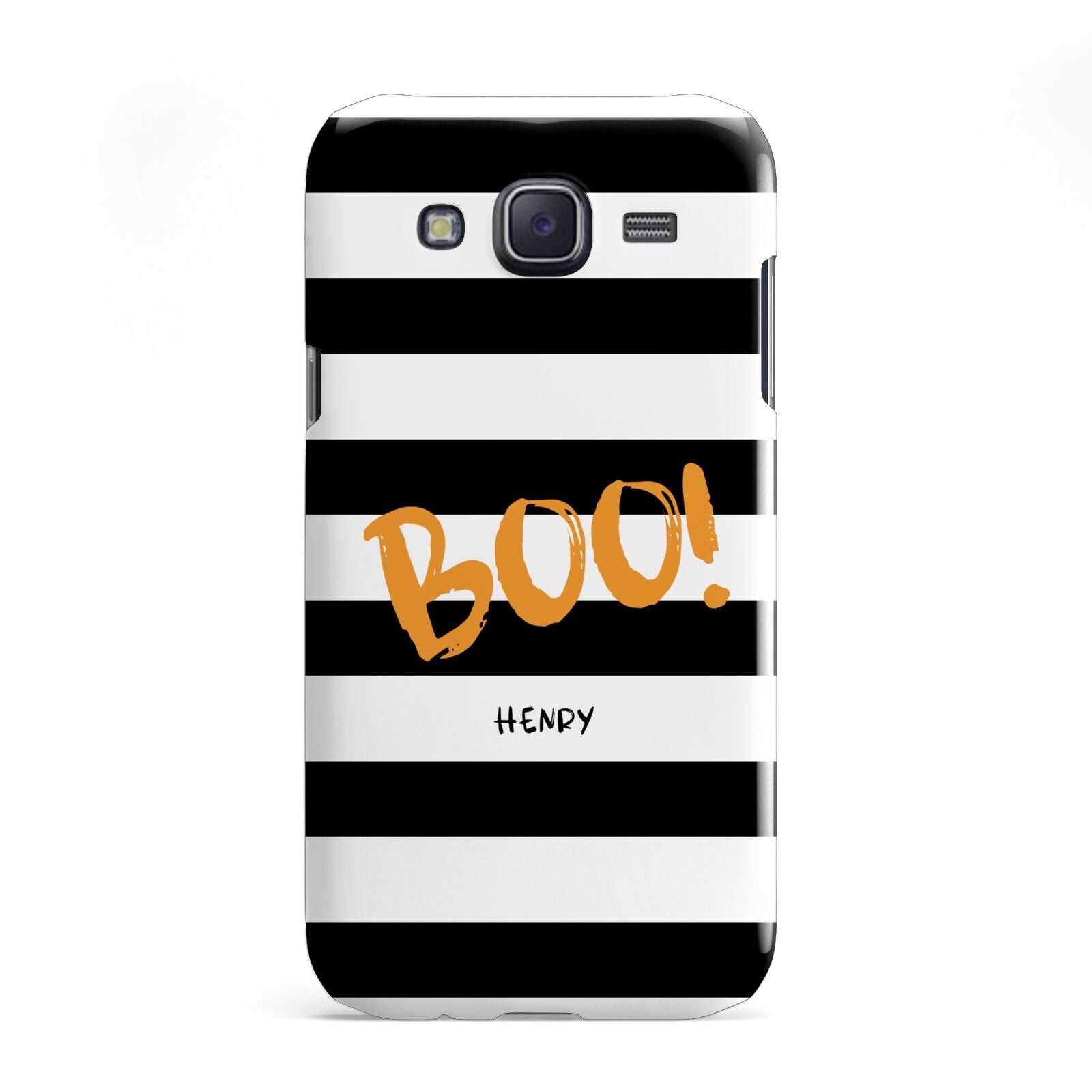 Black White Striped Boo Samsung Galaxy J5 Case