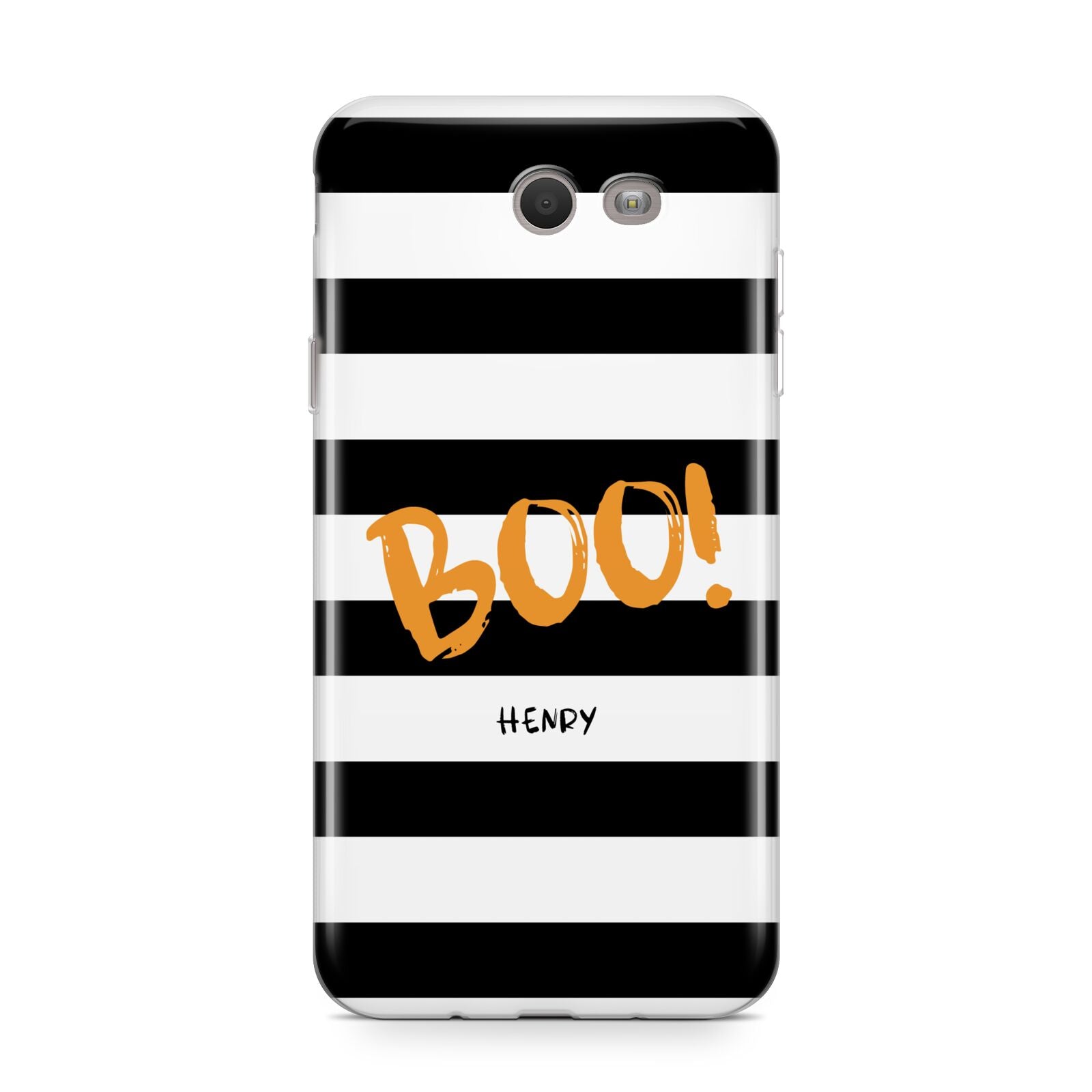 Black White Striped Boo Samsung Galaxy J7 2017 Case