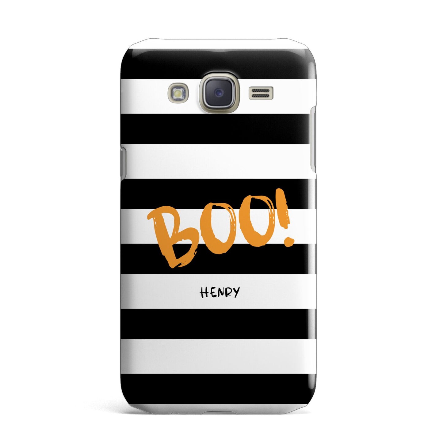 Black White Striped Boo Samsung Galaxy J7 Case