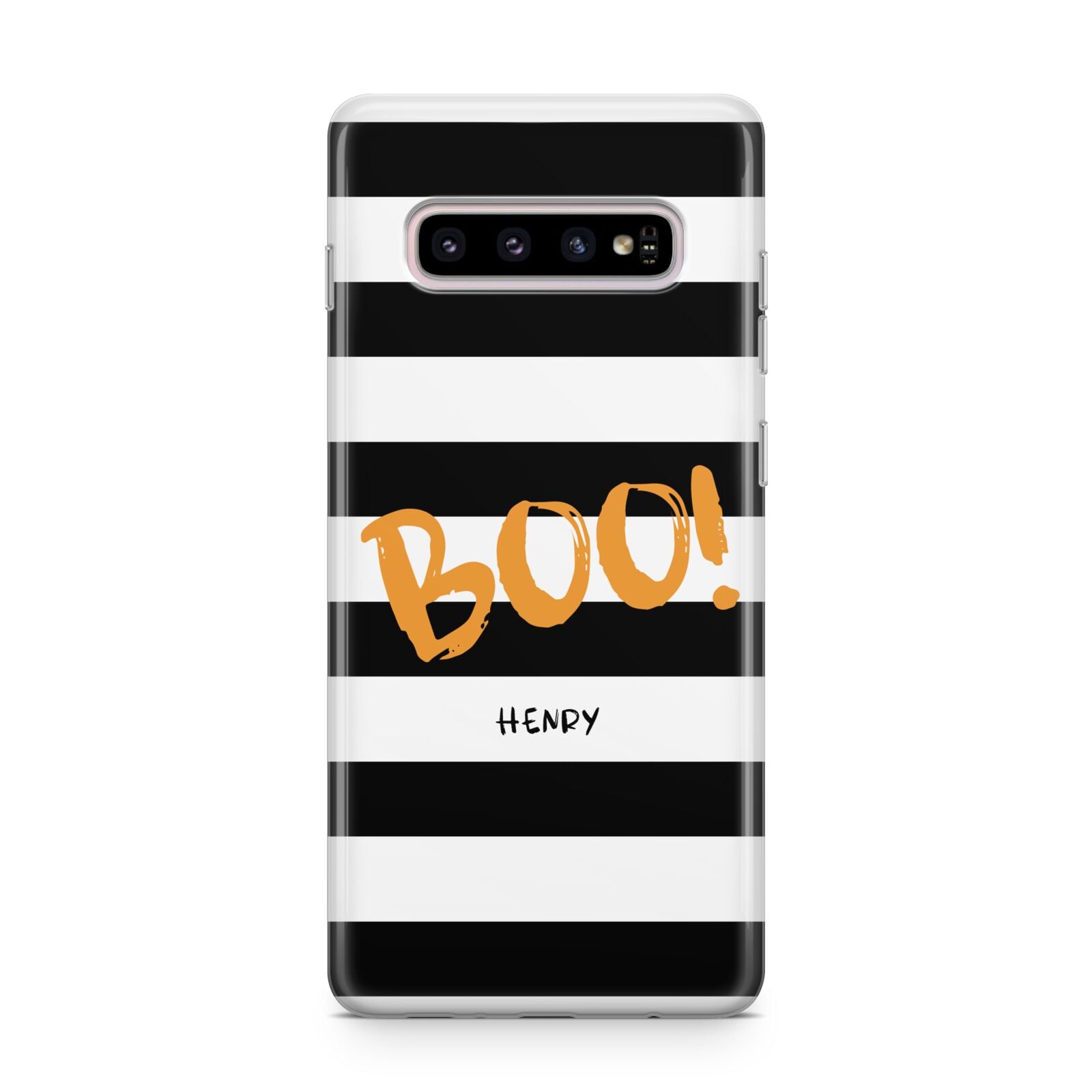 Black White Striped Boo Samsung Galaxy S10 Plus Case