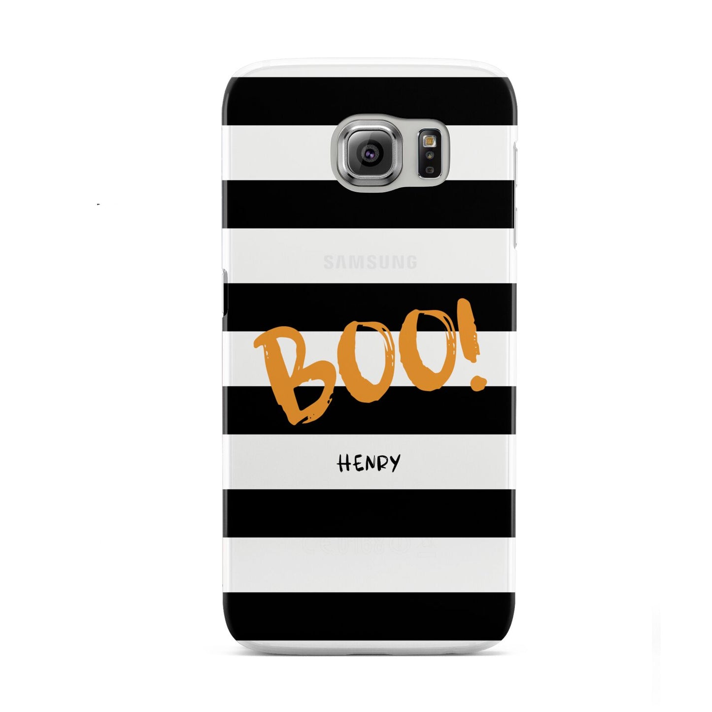 Black White Striped Boo Samsung Galaxy S6 Case