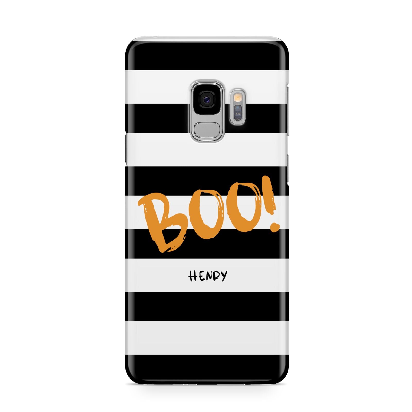 Black White Striped Boo Samsung Galaxy S9 Case