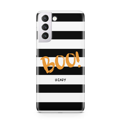 Black White Striped Boo Samsung S21 Case