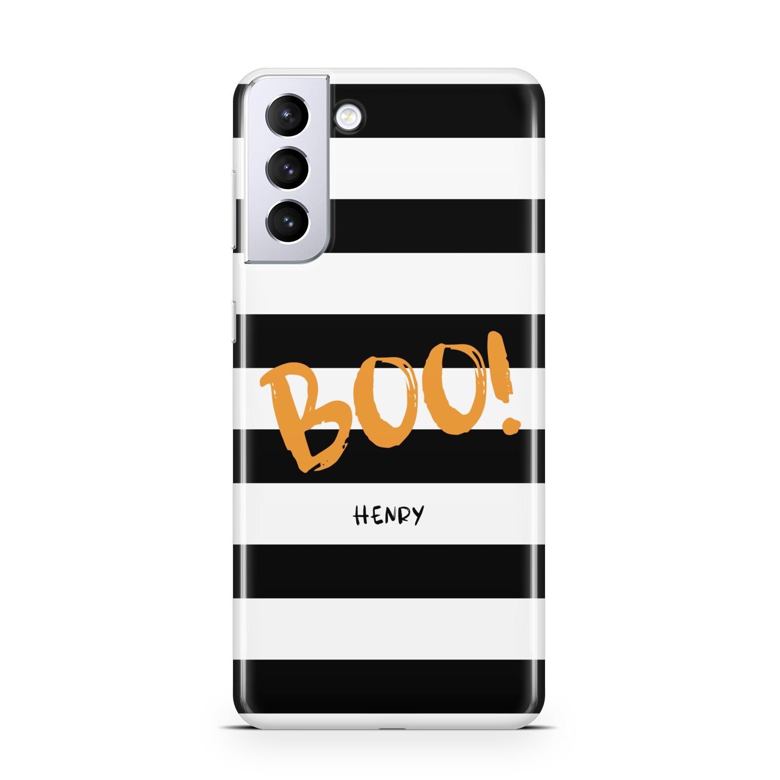 Black White Striped Boo Samsung S21 Plus Case