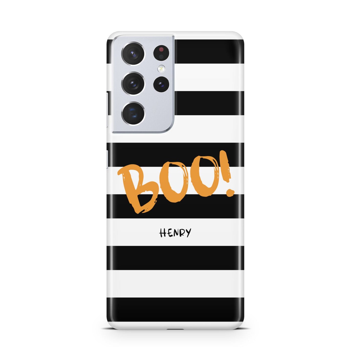 Black White Striped Boo Samsung S21 Ultra Case