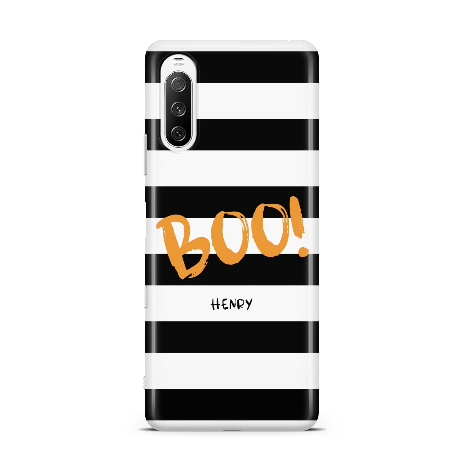 Black White Striped Boo Sony Xperia 10 III Case