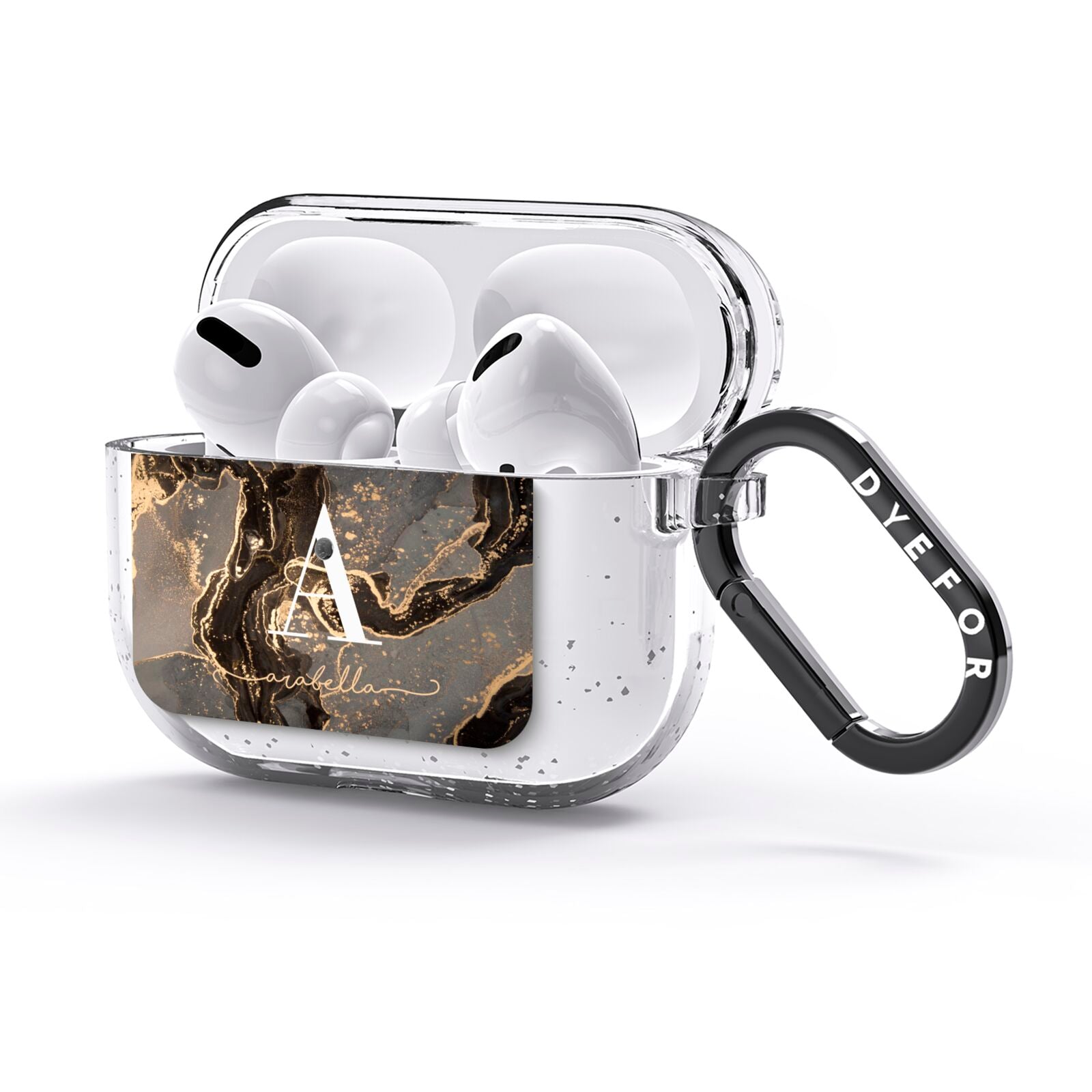 Black and Gold Marble AirPods Glitter Case 3rd Gen Side Image