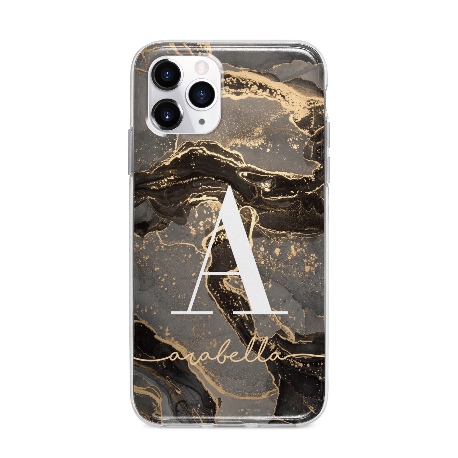 Black and Gold Marble Apple iPhone 11 Pro Max in Silver with Bumper Case