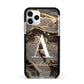 Black and Gold Marble Apple iPhone 11 Pro in Silver with Black Impact Case
