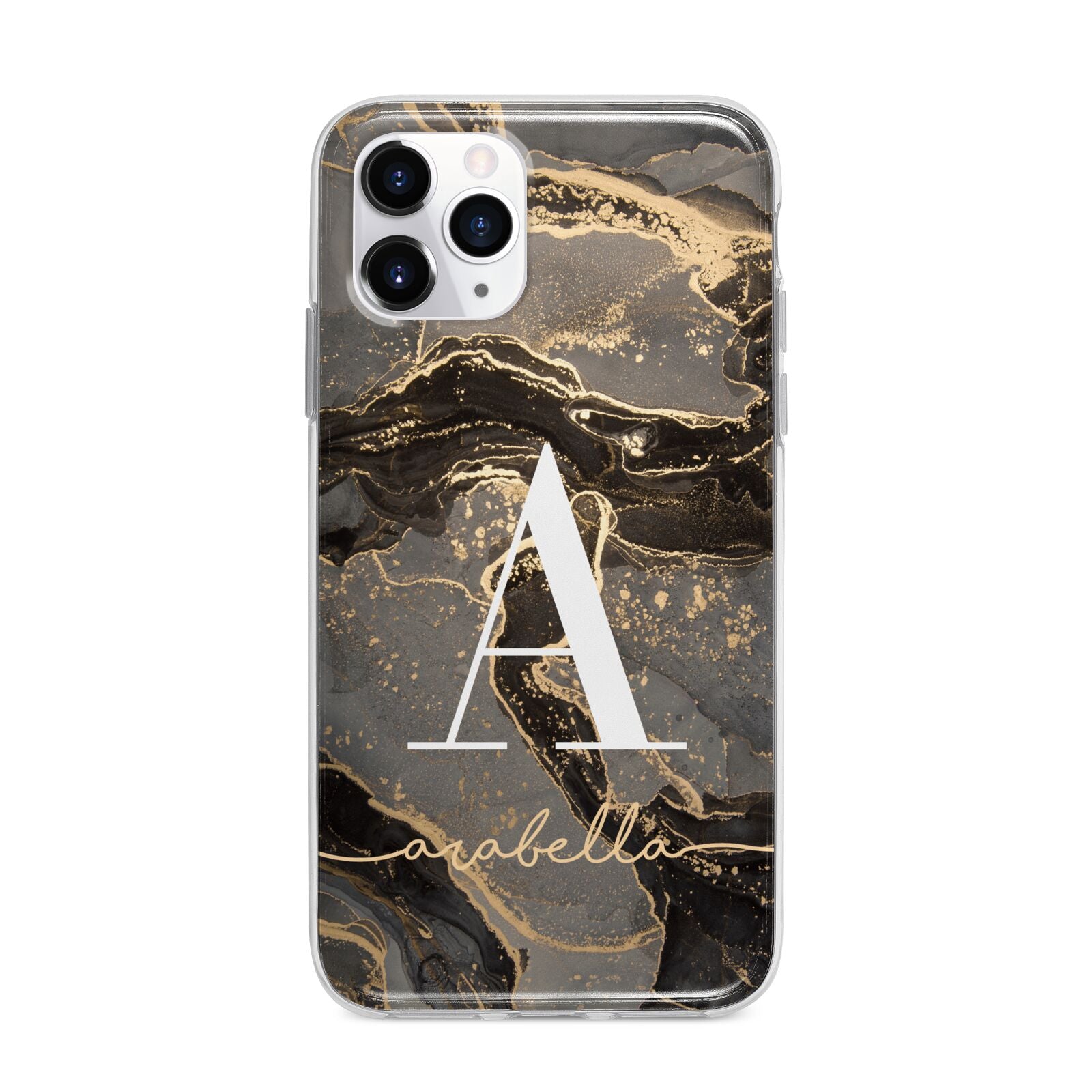 Black and Gold Marble Apple iPhone 11 Pro in Silver with Bumper Case