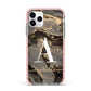 Black and Gold Marble Apple iPhone 11 Pro in Silver with Pink Impact Case
