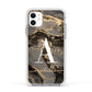 Black and Gold Marble Apple iPhone 11 in White with White Impact Case