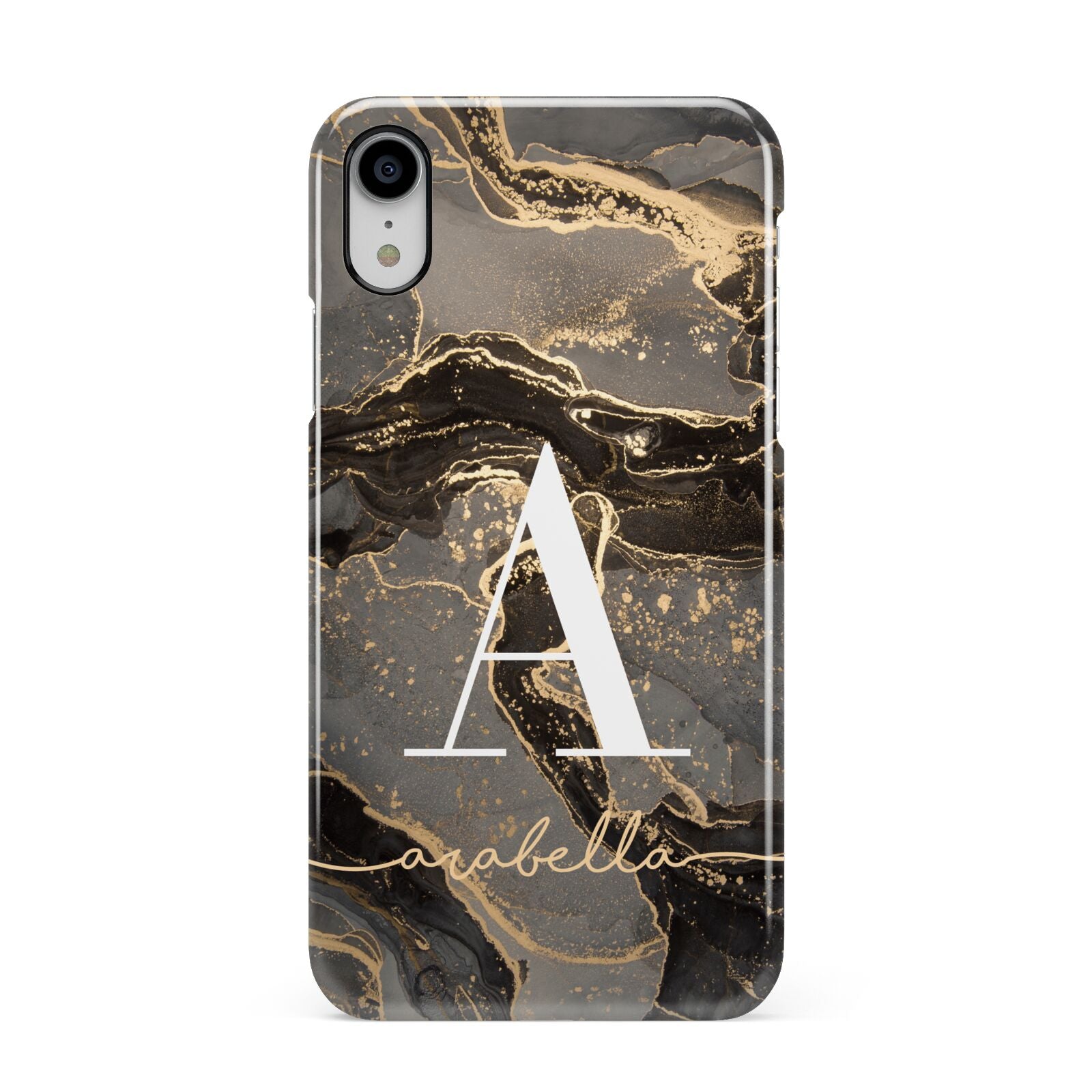 Black and Gold Marble Apple iPhone XR White 3D Snap Case