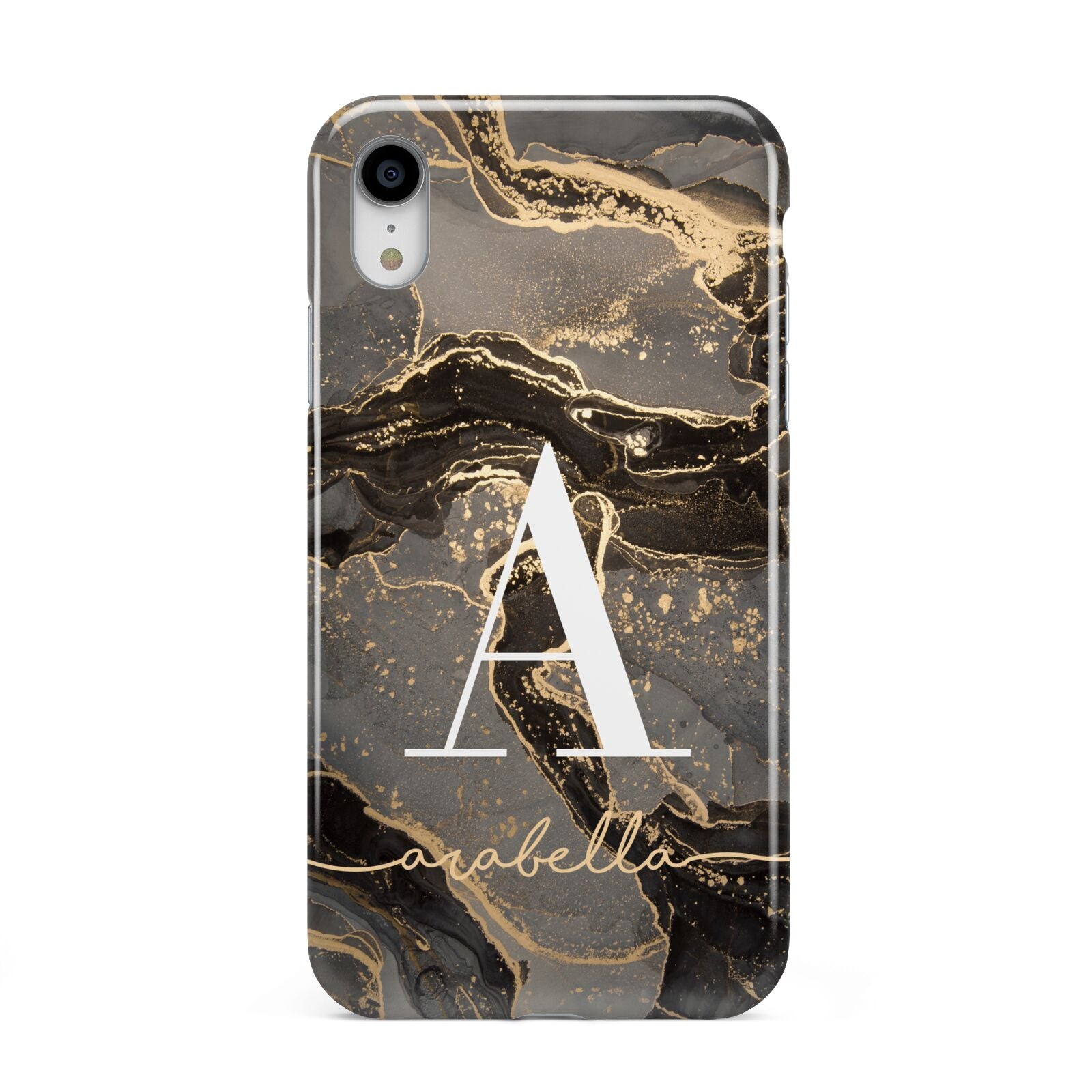 Black and Gold Marble Apple iPhone XR White 3D Tough Case