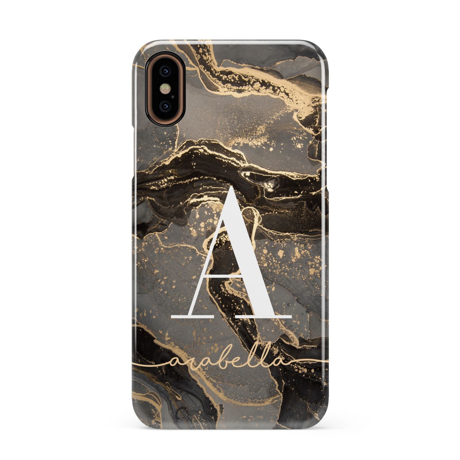 Black and Gold Marble Apple iPhone XS 3D Snap Case