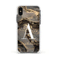 Black and Gold Marble Apple iPhone Xs Impact Case White Edge on Black Phone