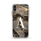 Black and Gold Marble Apple iPhone Xs Impact Case White Edge on Gold Phone