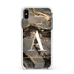 Black and Gold Marble Apple iPhone Xs Max Impact Case White Edge on Black Phone