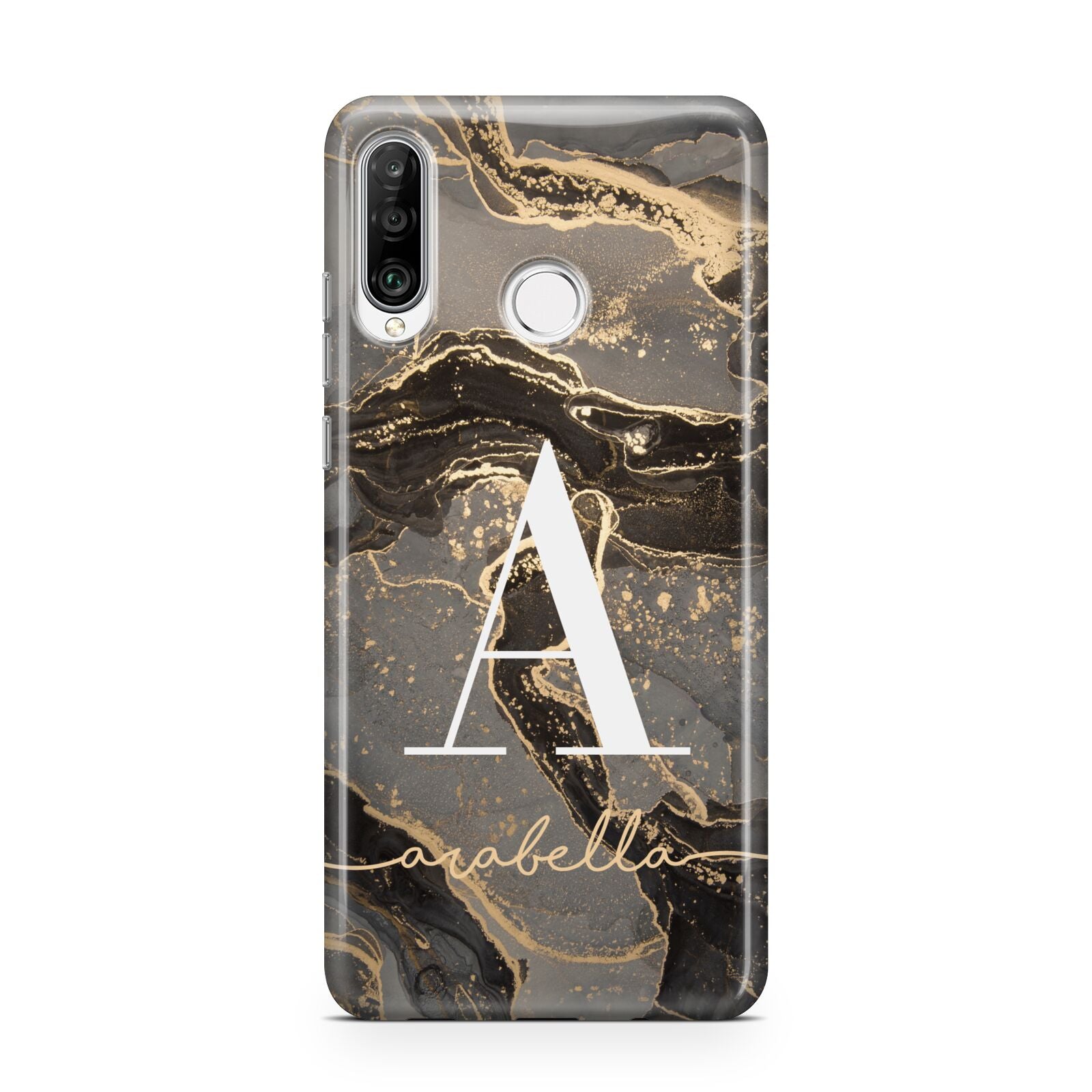 Black and Gold Marble Huawei P30 Lite Phone Case