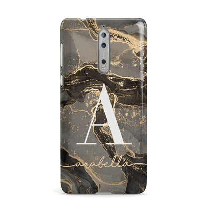 Black and Gold Marble Nokia Case