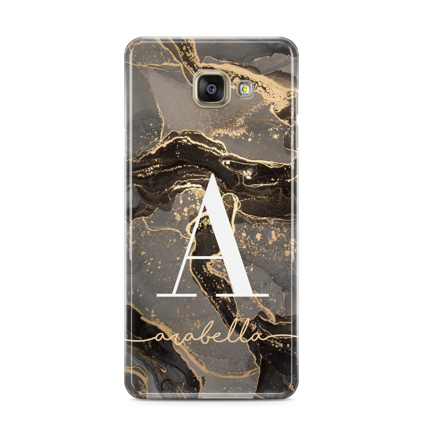 Black and Gold Marble Samsung Galaxy A3 2016 Case on gold phone