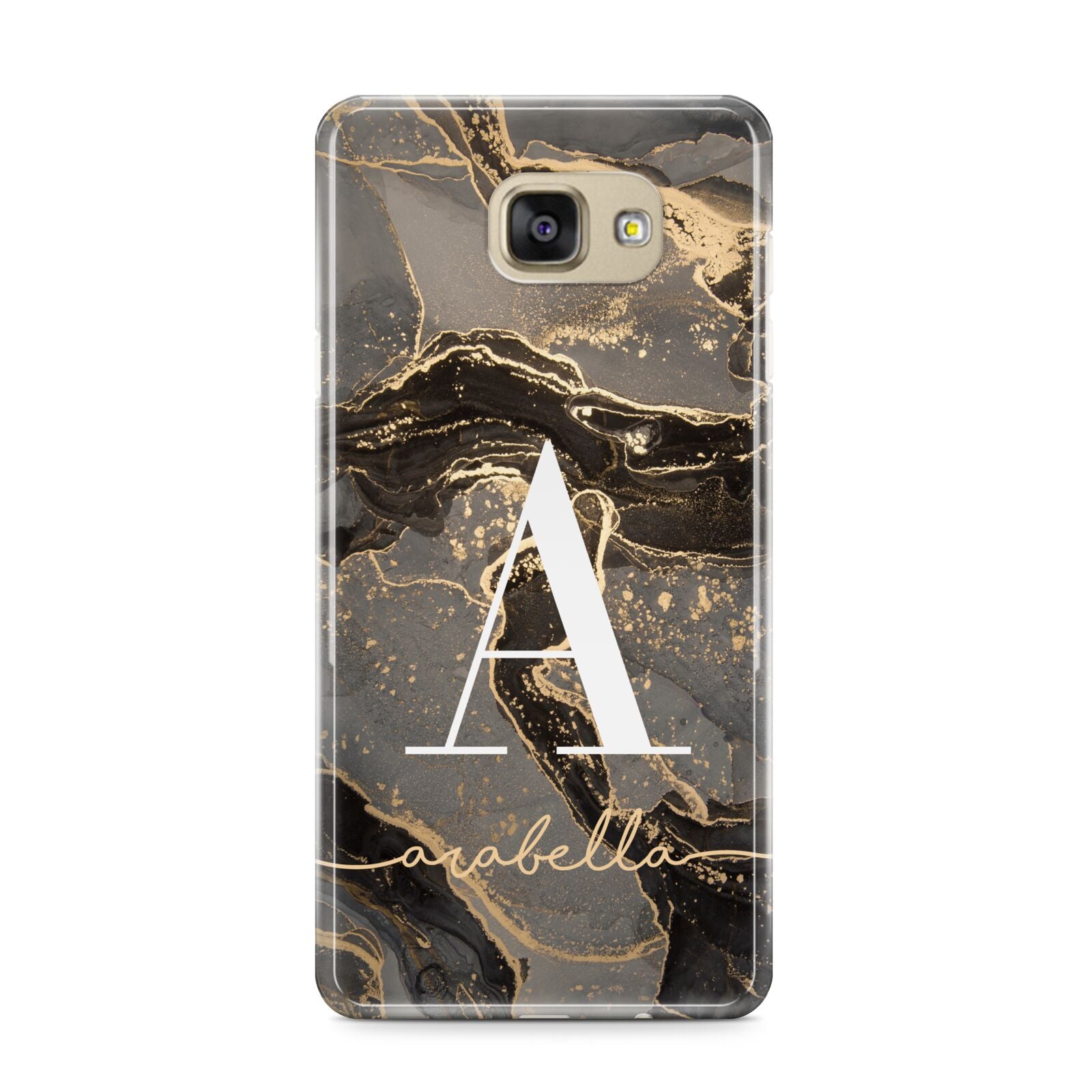 Black and Gold Marble Samsung Galaxy A9 2016 Case on gold phone