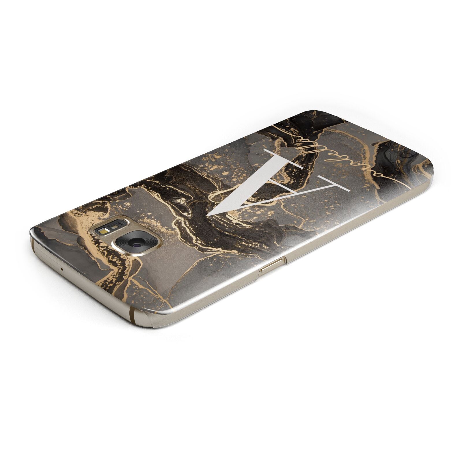 Black and Gold Marble Samsung Galaxy Case Top Cutout